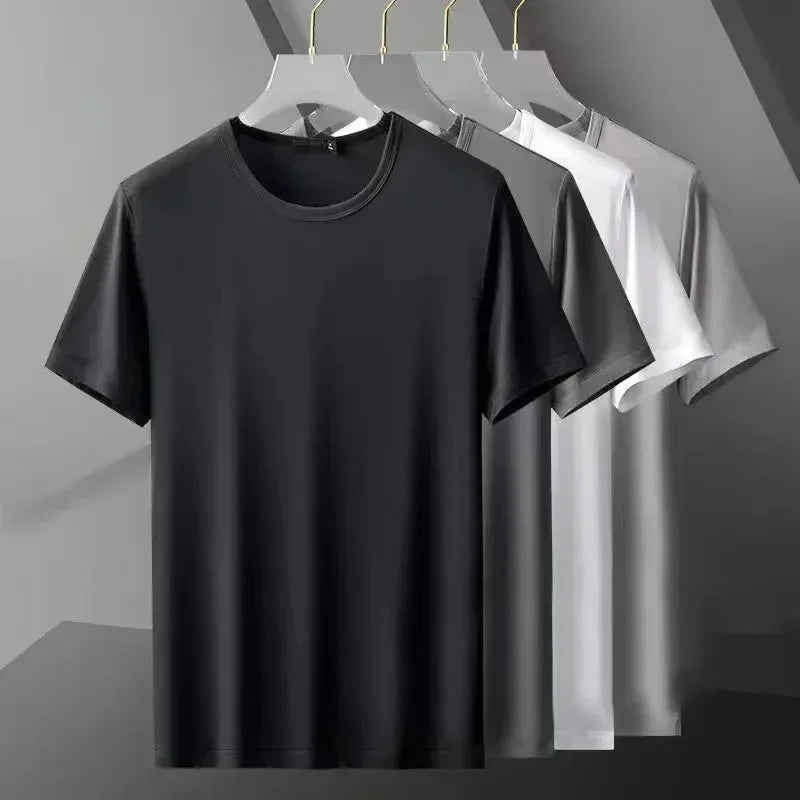 Camiseta feminina de manga curta de cor sólida branco puro preto simples verão top gola redonda meia manga roupa casual