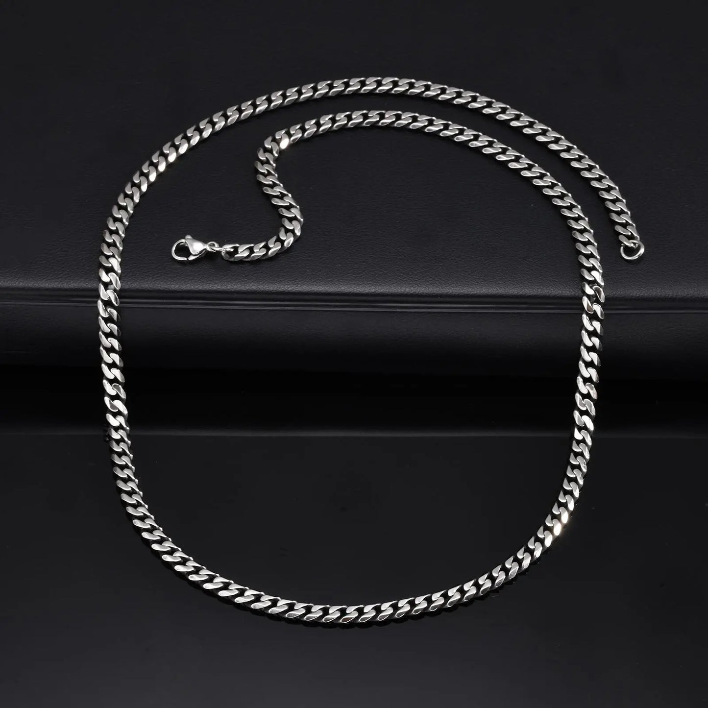 Colar de corrente vintage para homens meninos, coleiras retrô cinza de aço inoxidável de 5 mm, rock punk joias antigas presentes