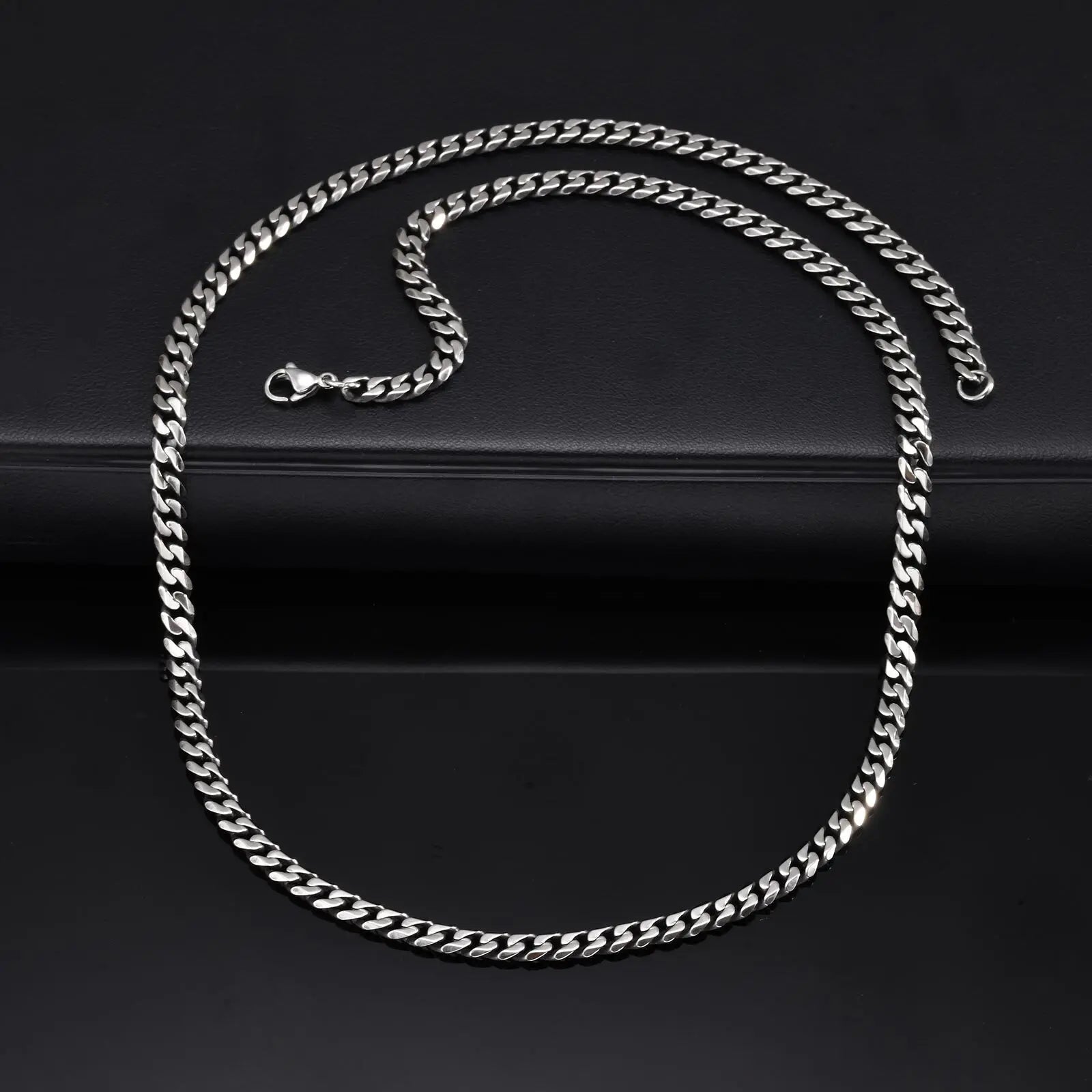 Colar de corrente vintage para homens meninos, coleiras retrô cinza de aço inoxidável de 5 mm, rock punk joias antigas presentes