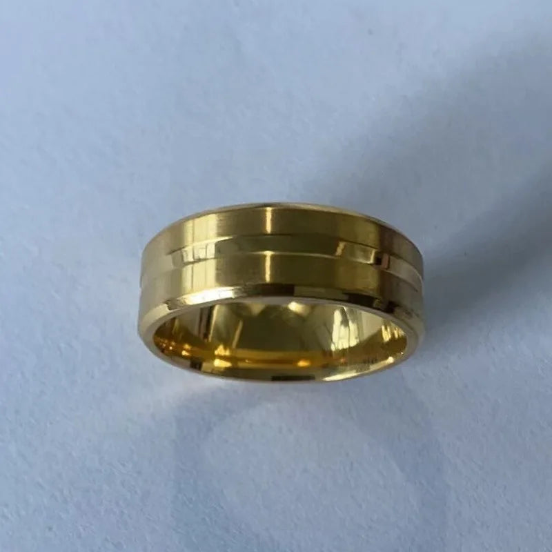 Anel de noivado de tungstênio preto para homens, banda de casamento, borda chanfrada, jóias da moda, presentes dos namorados, 8mm