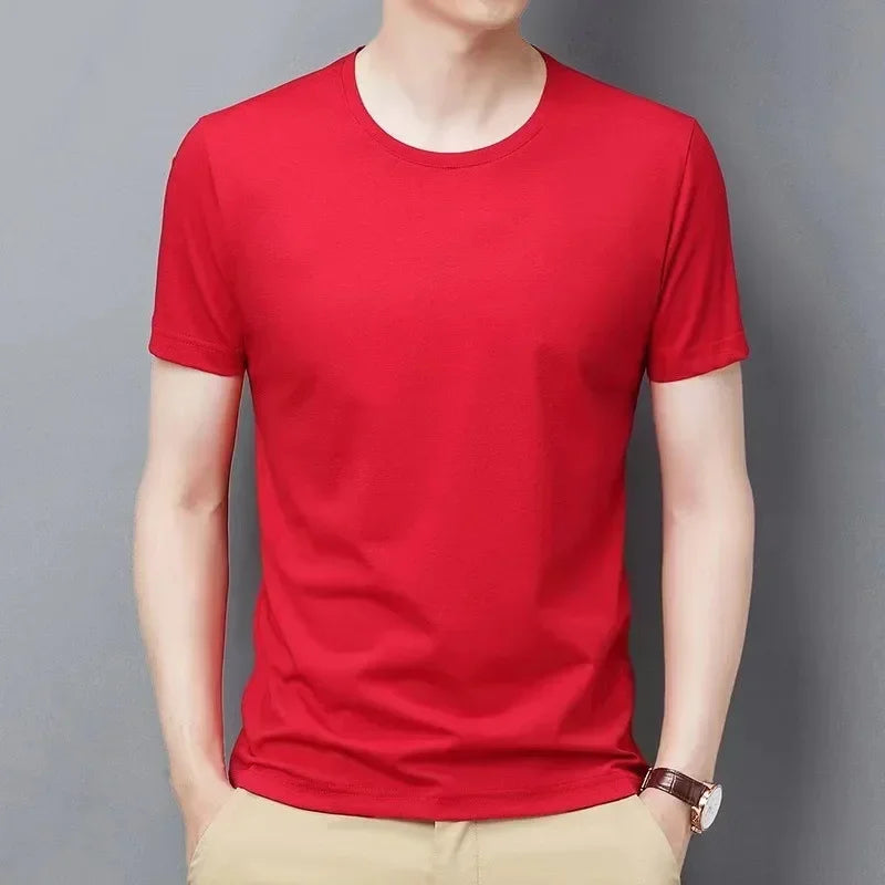 Camiseta feminina de manga curta de cor sólida branco puro preto simples verão top gola redonda meia manga roupa casual