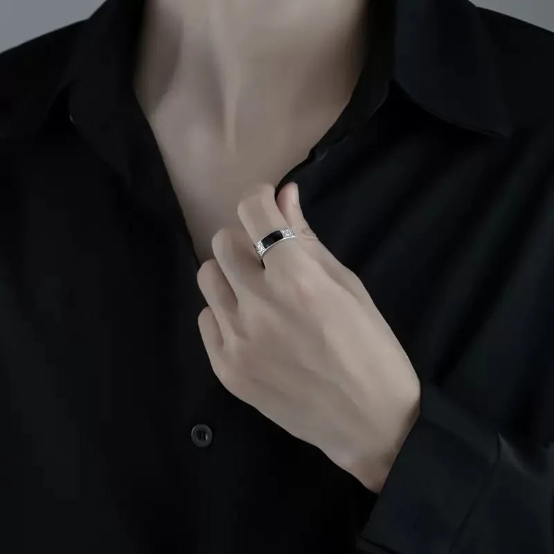 Moda simples dragão padrão anéis para homens e mulheres presente retro hip hop cobre aberto índice dedo anel jóias acessórios