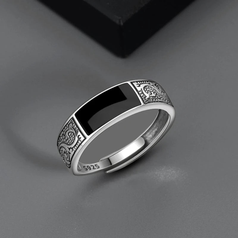 Moda simples dragão padrão anéis para homens e mulheres presente retro hip hop cobre aberto índice dedo anel jóias acessórios