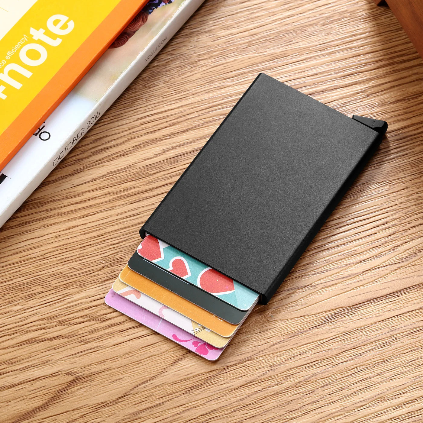 Anti-roubo id titular do cartão de crédito porte carte fino alumínio metal carteiras bolso caso banco feminino masculino caixa de cartão de crédito