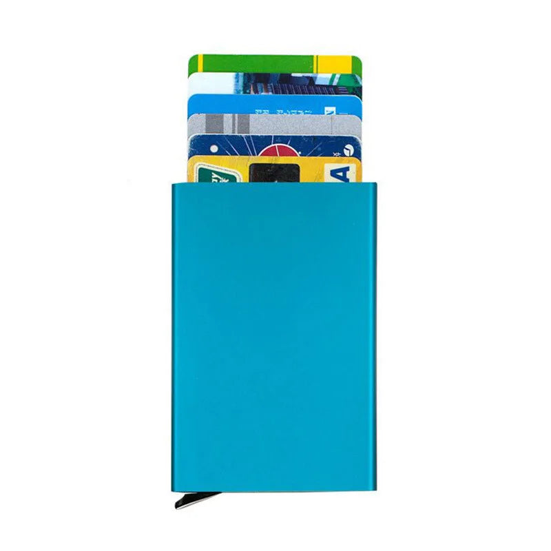 Anti-roubo id titular do cartão de crédito porte carte fino alumínio metal carteiras bolso caso banco feminino masculino caixa de cartão de crédito