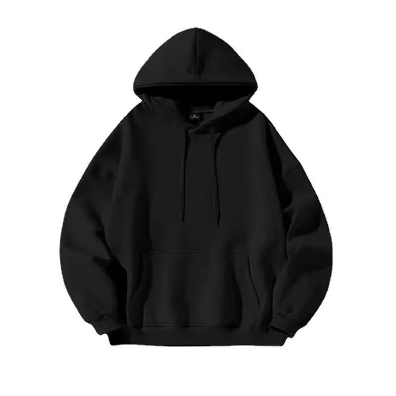 Unissex velo forrado hoodie cor pura oversized casual topo americano high end sentimento primavera outono inverno estilo de rua sweatshir