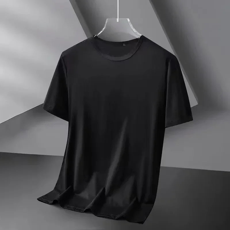 Camiseta feminina de manga curta de cor sólida branco puro preto simples verão top gola redonda meia manga roupa casual