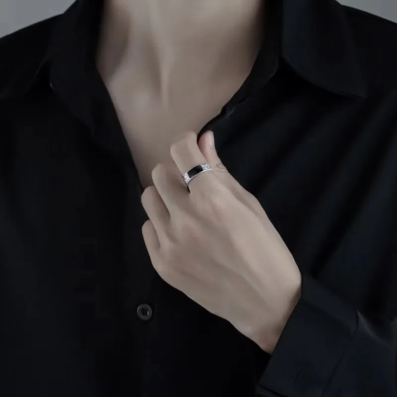 Moda simples dragão padrão anéis para homens e mulheres presente retro hip hop cobre aberto índice dedo anel jóias acessórios