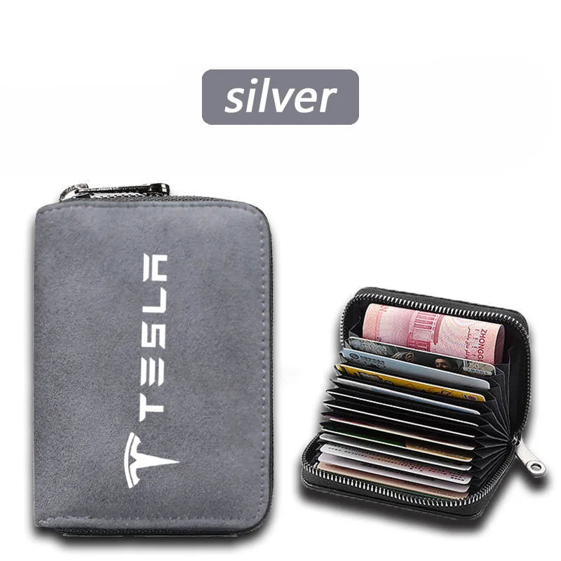 Titular do cartão de crédito carteiras masculinas de luxo fino carteiras minimalista bolsa para tesla modelo 3 modelo x modelo s modelo y acessórios do carro