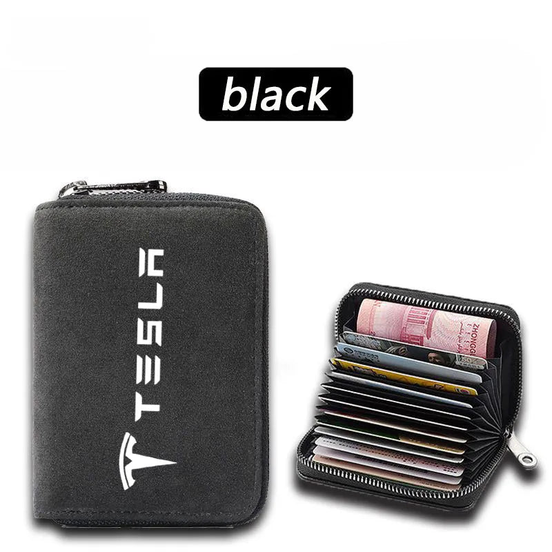 Titular do cartão de crédito carteiras masculinas de luxo fino carteiras minimalista bolsa para tesla modelo 3 modelo x modelo s modelo y acessórios do carro