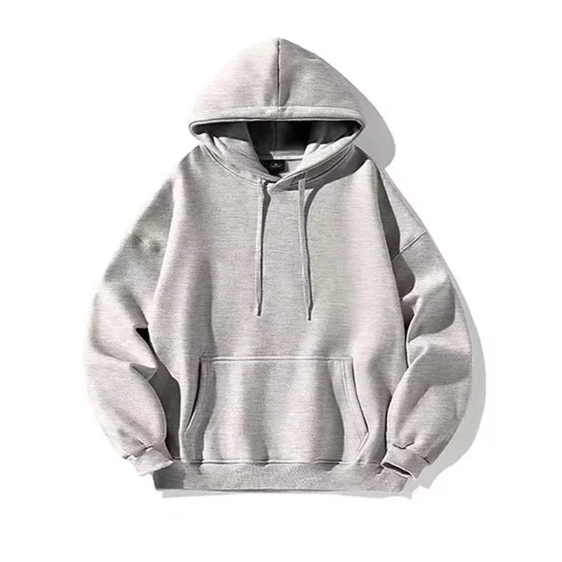 Unissex velo forrado hoodie cor pura oversized casual topo americano high end sentimento primavera outono inverno estilo de rua sweatshir