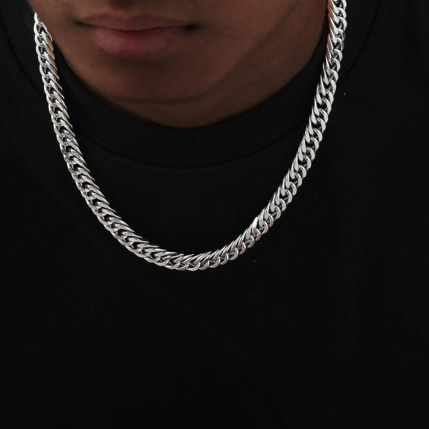 Colares de correntes cubanas de 3-9mm para homens e mulheres, gargantilhas de corrente de elo miami de aço inoxidável, joias clássicas punk básicas