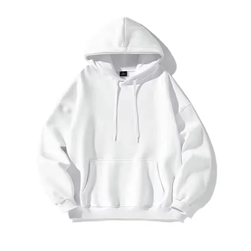 Unissex velo forrado hoodie cor pura oversized casual topo americano high end sentimento primavera outono inverno estilo de rua sweatshir