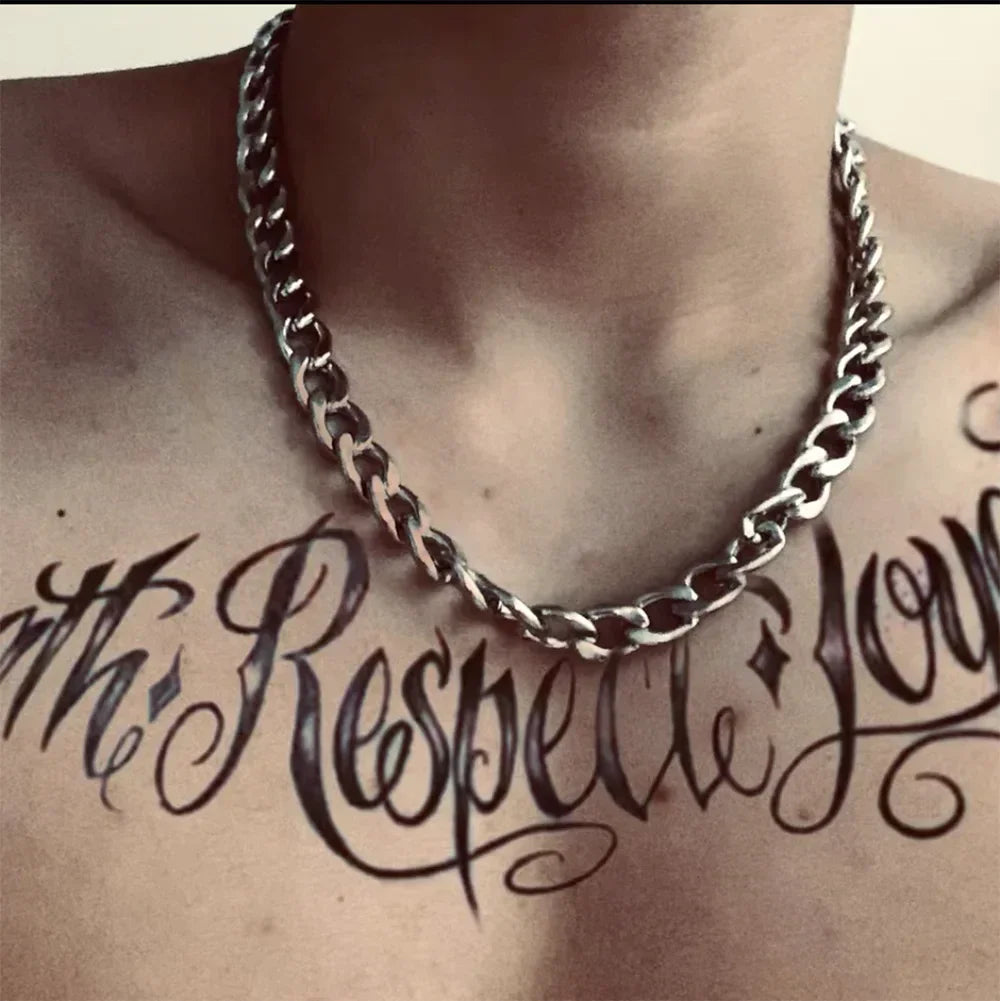 HNSP 316L Colar de corrente plana cubana de aço inoxidável para homens acessórios de joias de pescoço masculino