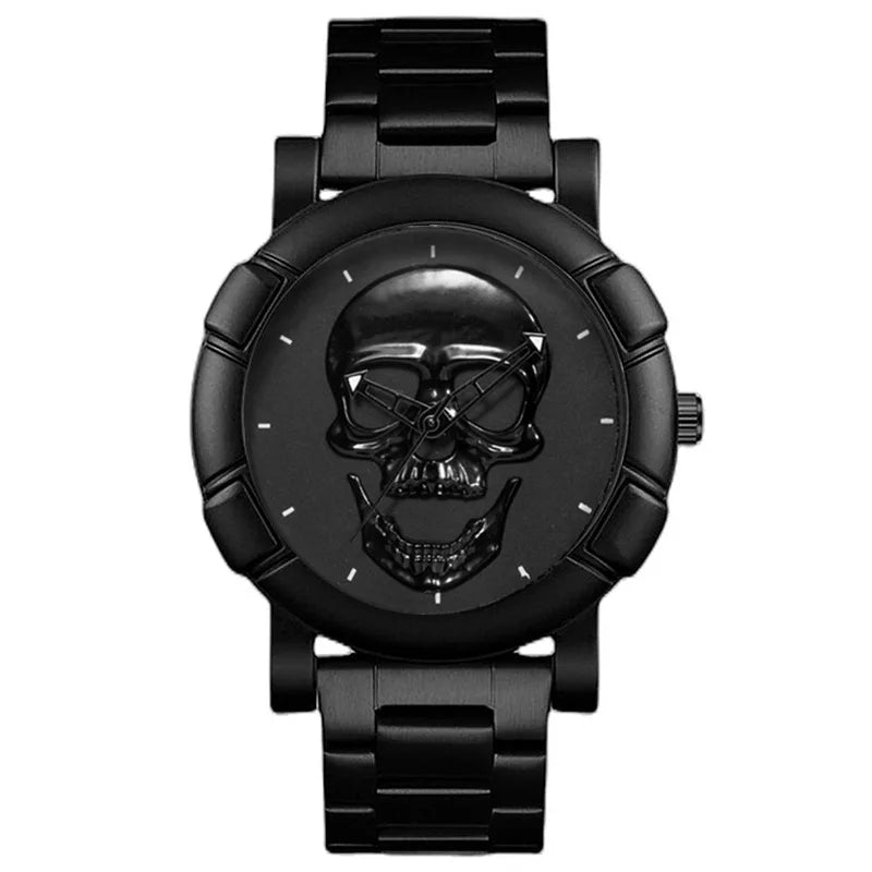 Halloween crânio nk pulseira define relógios masculinos marca de luxo hiphop banda aço inoxidável relógios quartzo para presentes dos homens nova venda quente