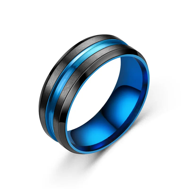 Anel de noivado de tungstênio preto para homens, banda de casamento, borda chanfrada, jóias da moda, presentes dos namorados, 8mm