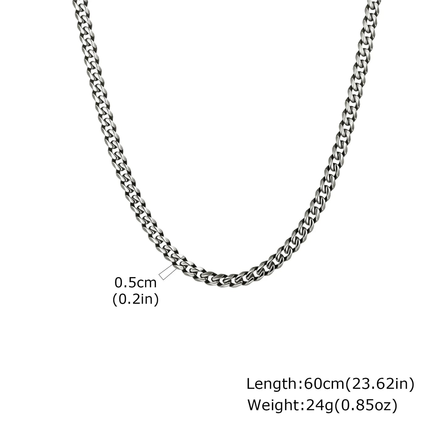 Colar de corrente vintage para homens meninos, coleiras retrô cinza de aço inoxidável de 5 mm, rock punk joias antigas presentes