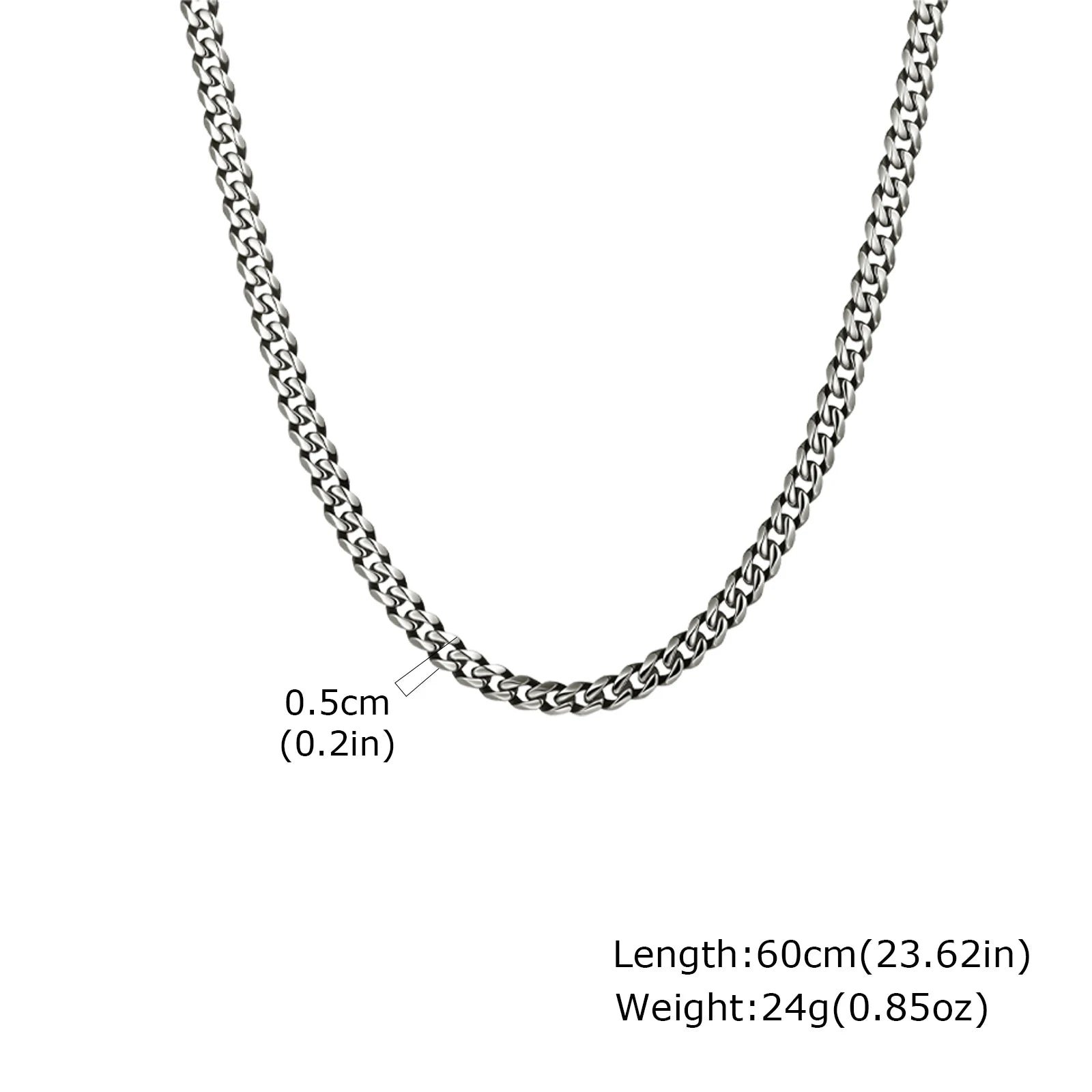 Colar de corrente vintage para homens meninos, coleiras retrô cinza de aço inoxidável de 5 mm, rock punk joias antigas presentes