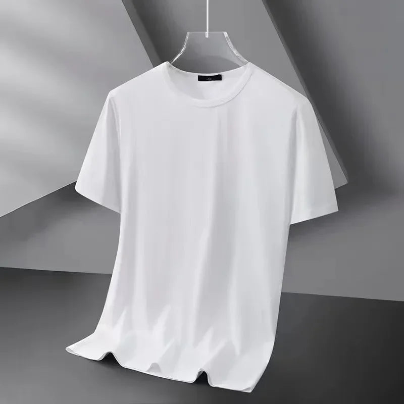Camiseta feminina de manga curta de cor sólida branco puro preto simples verão top gola redonda meia manga roupa casual