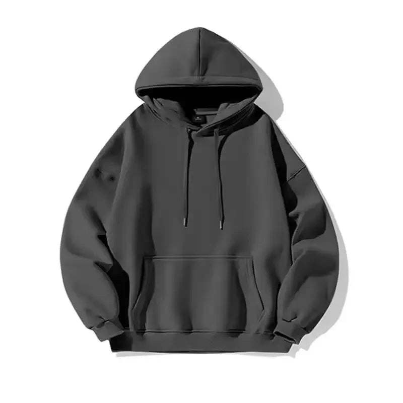 Unissex velo forrado hoodie cor pura oversized casual topo americano high end sentimento primavera outono inverno estilo de rua sweatshir