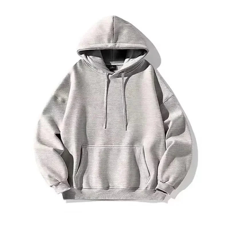 Unissex velo forrado hoodie cor pura oversized casual topo americano high end sentimento primavera outono inverno estilo de rua sweatshir