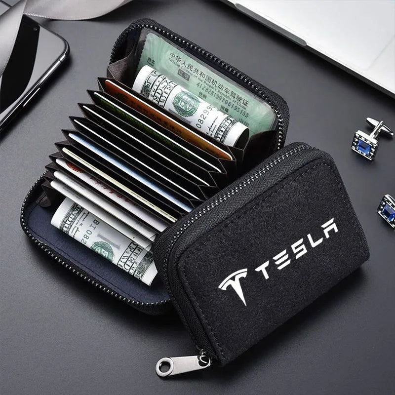 Titular do cartão de crédito carteiras masculinas de luxo fino carteiras minimalista bolsa para tesla modelo 3 modelo x modelo s modelo y acessórios do carro