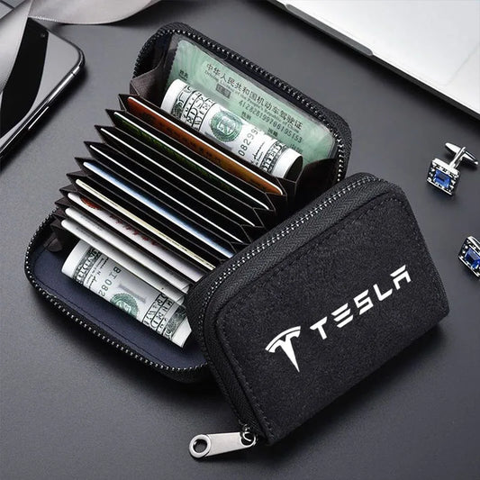 Titular do cartão de crédito carteiras masculinas de luxo fino carteiras minimalista bolsa para tesla modelo 3 modelo x modelo s modelo y acessórios do carro