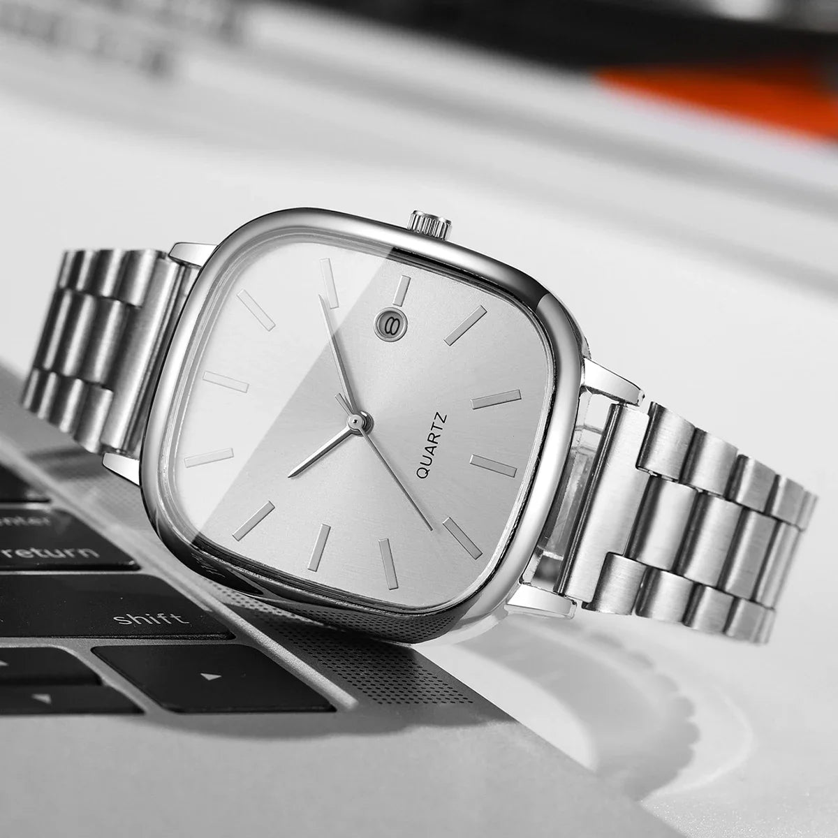 Moda praça masculina calendário relógio de quartzo analógico masculino relógios de negócios relógio presente reloj hombre (sem caixa)