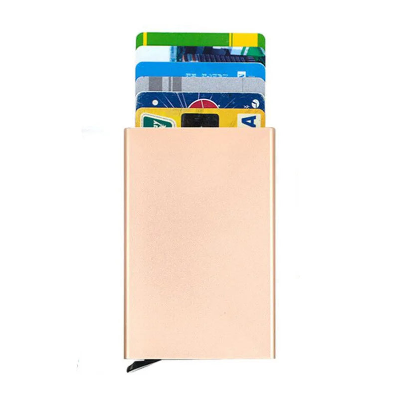 Anti-roubo id titular do cartão de crédito porte carte fino alumínio metal carteiras bolso caso banco feminino masculino caixa de cartão de crédito