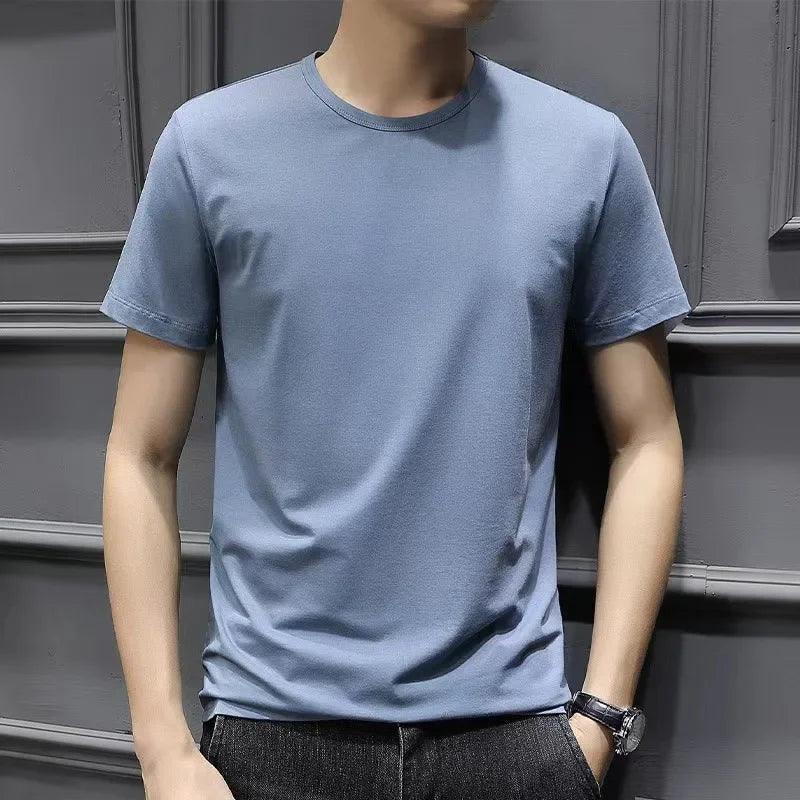 Camiseta feminina de manga curta de cor sólida branco puro preto simples verão top gola redonda meia manga roupa casual