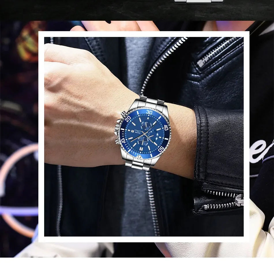 Relógio Masculino de Luxo com Quartzo e Design Luminado