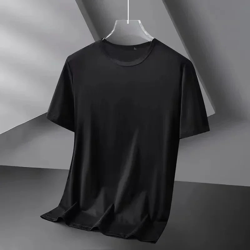 Camiseta feminina de manga curta de cor sólida branco puro preto simples verão top gola redonda meia manga roupa casual