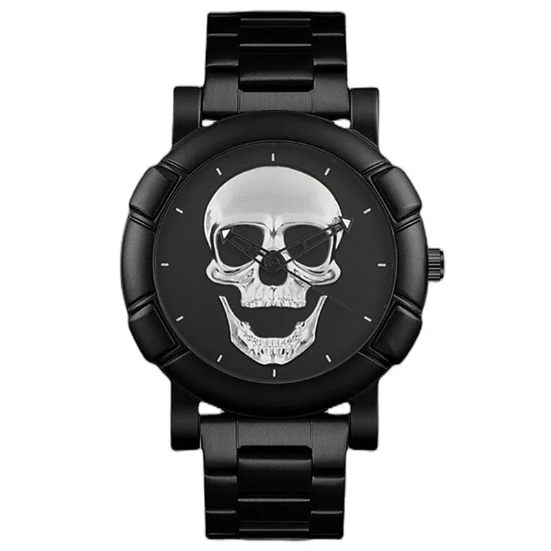 Halloween crânio nk pulseira define relógios masculinos marca de luxo hiphop banda aço inoxidável relógios quartzo para presentes dos homens nova venda quente