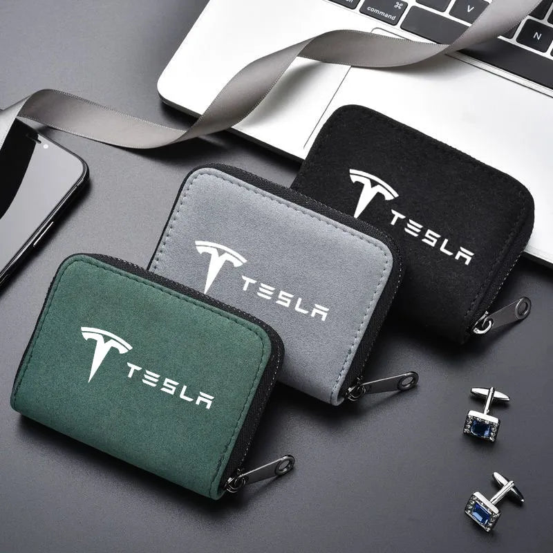 Titular do cartão de crédito carteiras masculinas de luxo fino carteiras minimalista bolsa para tesla modelo 3 modelo x modelo s modelo y acessórios do carro